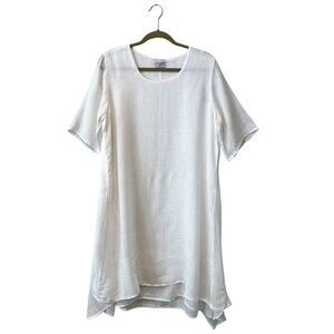 Click by Color me Cotton short sleeve 100% linen Lagenlook dress size L